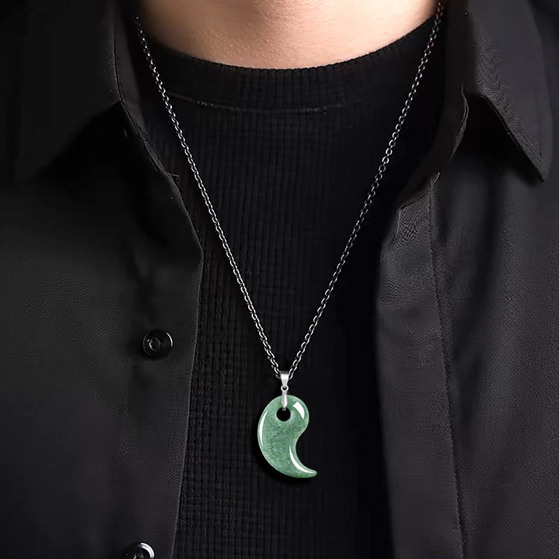 Collar con colgante de jade, titanio y acero con diseño de Buddha Stones y cadena de acero. - image 3