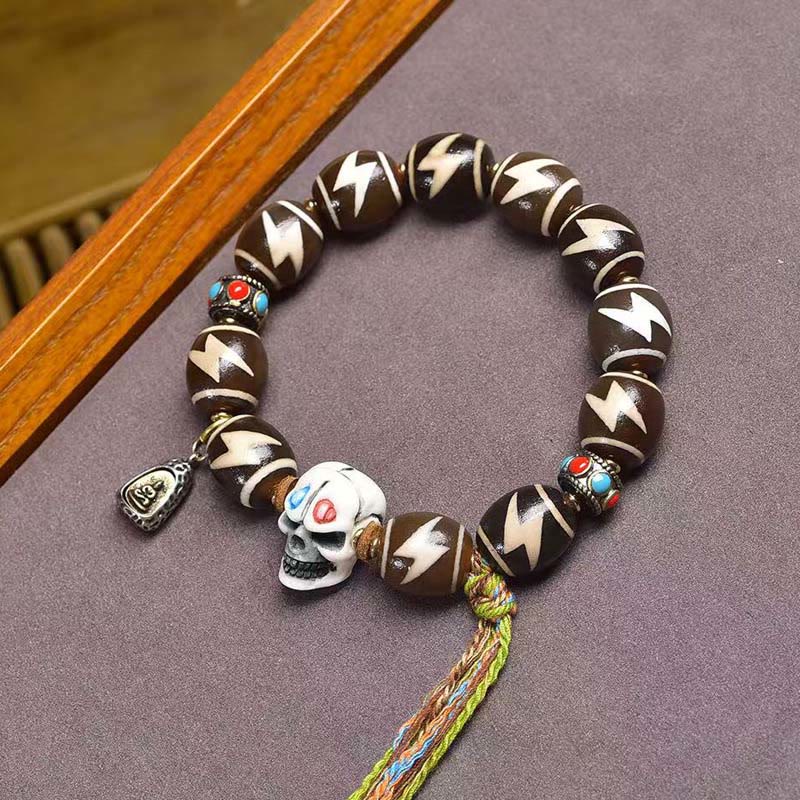 Pulsera de poder del Señor del Bosque Cadáver con cuentas Dzi y jarrón del tesoro del rayo tibetano con Buddha Stones - Cuenta Dzi (circunferencia de la muñeca: 16-17 cm) - image 0