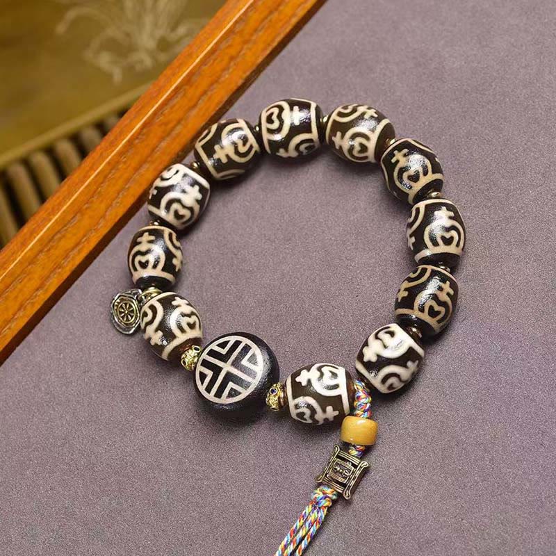 Pulsera de poder del Señor del Bosque Cadáver con cuentas Dzi y jarrón del tesoro del rayo tibetano con Buddha Stones - image 6