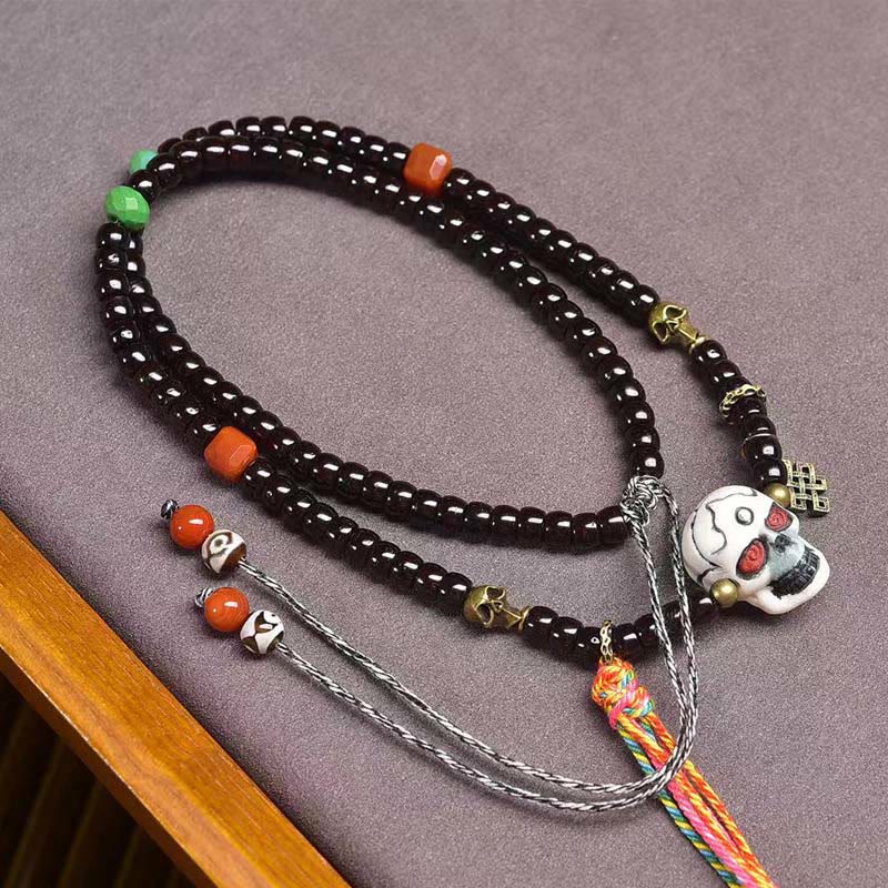 Pulsera positiva de cáscara de coco del Tíbet con Buddha Stones y el Señor del Bosque Cadáver - image 1