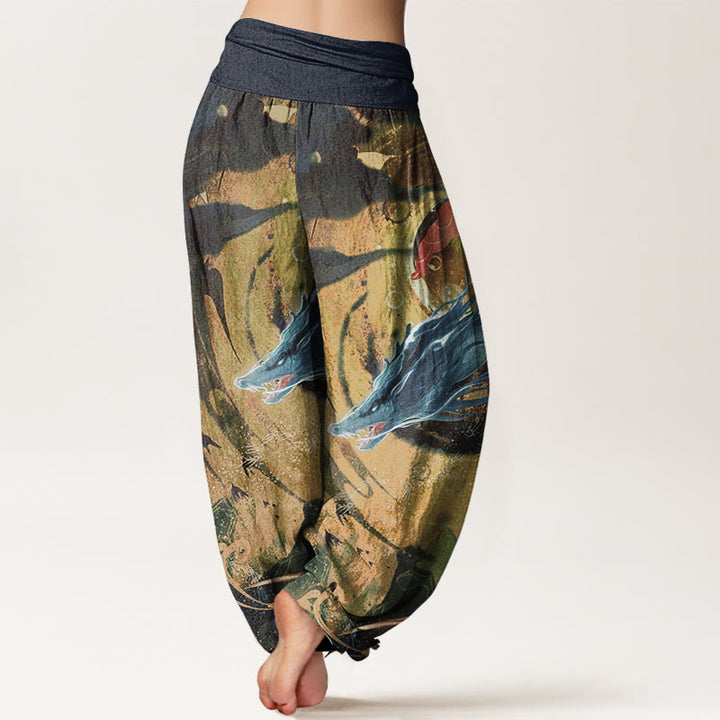 Pantalones Buddha Stones de algodón puro con diseño de nubes auspiciosas y dragón para mujer, con cintura elástica - image 9