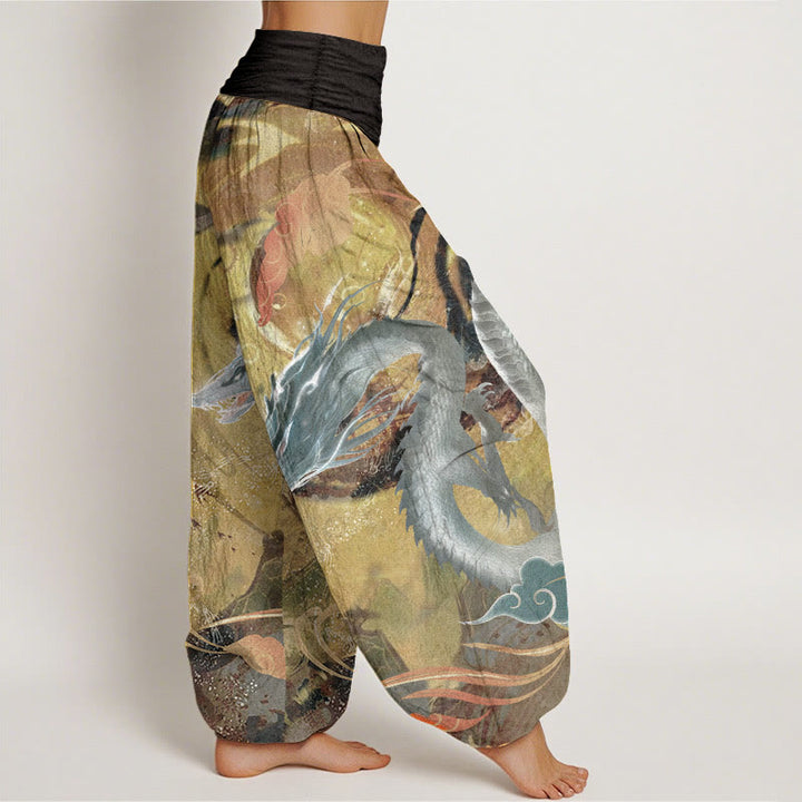 Pantalones Buddha Stones de algodón puro con diseño de nubes auspiciosas y dragón para mujer, con cintura elástica - image 2