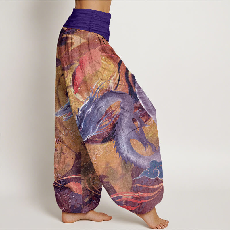 Pantalones Buddha Stones de algodón puro con diseño de nubes auspiciosas y dragón para mujer, con cintura elástica - image 7