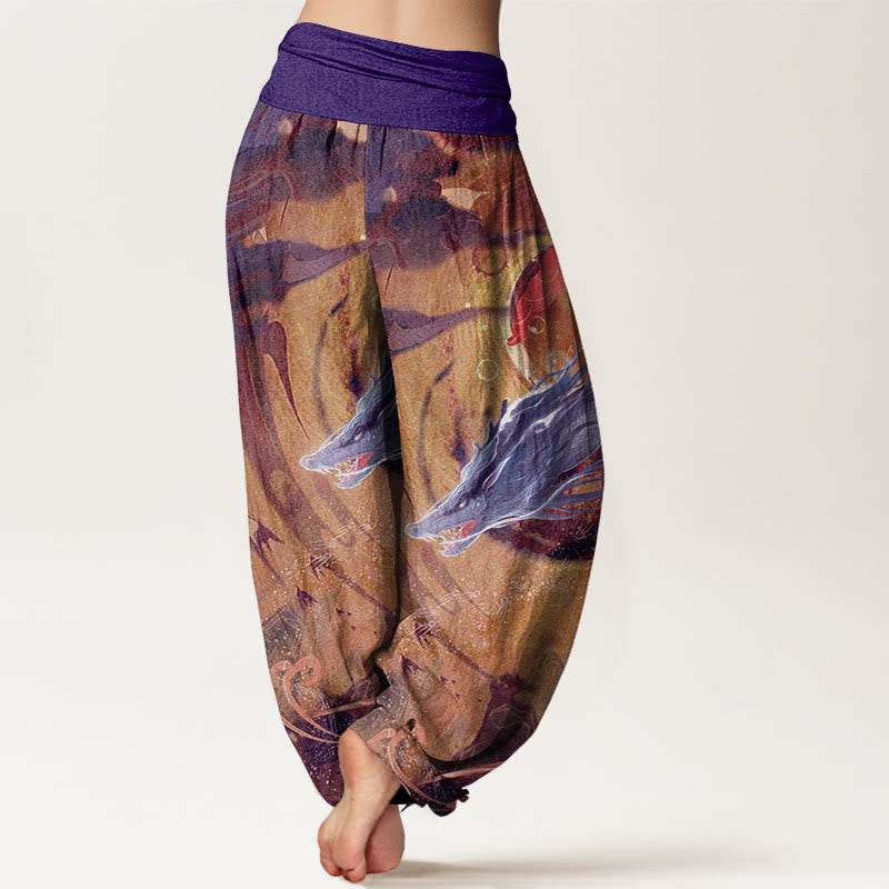 Pantalones Buddha Stones de algodón puro con diseño de nubes auspiciosas y dragón para mujer, con cintura elástica - image 6
