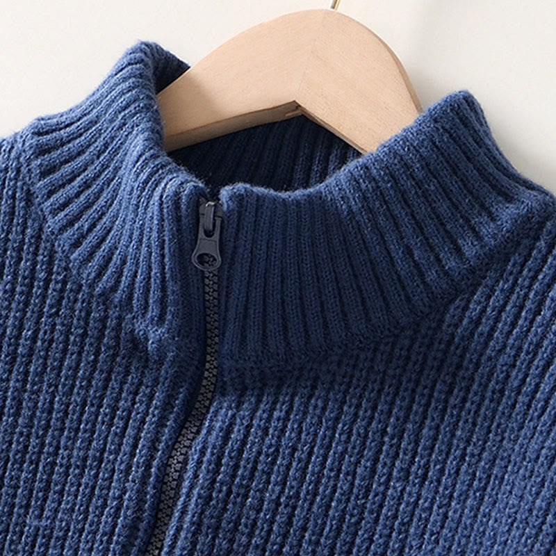 Chaqueta de punto con cremallera de color liso de invierno Buddha Stones para hombre, de algodón, de manga larga y con bolsillos - image 1