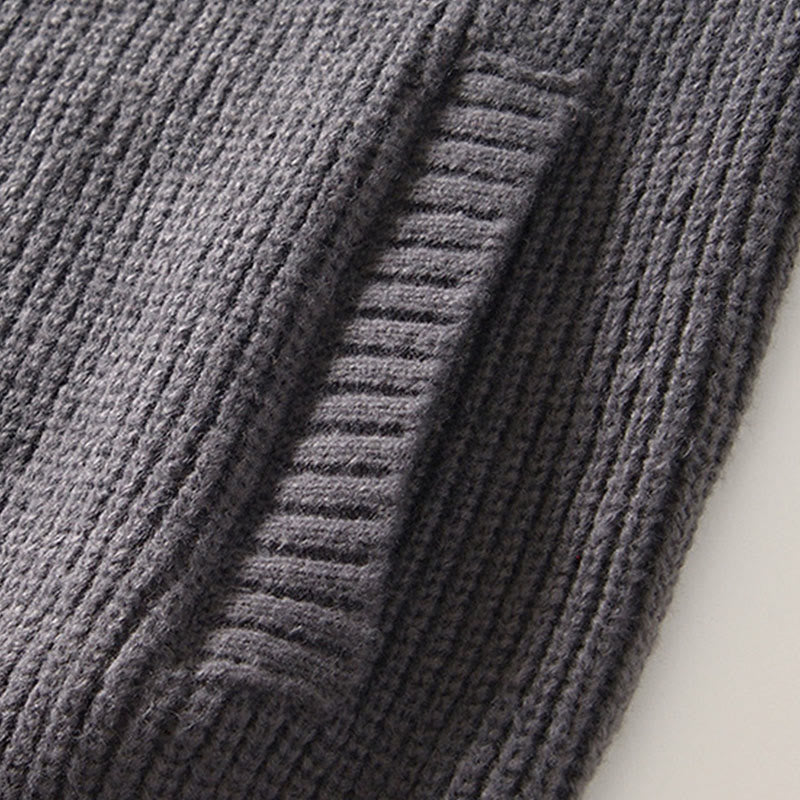 Chaqueta de punto con cremallera de color liso de invierno Buddha Stones para hombre, de algodón, de manga larga y con bolsillos - image 10