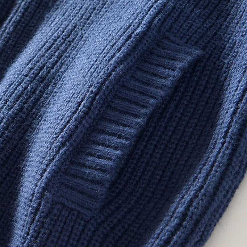 Chaqueta de punto con cremallera de color liso de invierno Buddha Stones para hombre, de algodón, de manga larga y con bolsillos - image 3