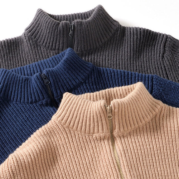 Chaqueta de punto con cremallera de color liso de invierno Buddha Stones para hombre, de algodón, de manga larga y con bolsillos - image 18