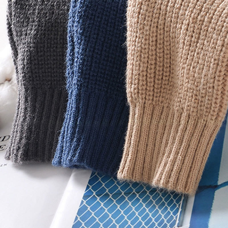 Chaqueta de punto con cremallera de color liso de invierno Buddha Stones para hombre, de algodón, de manga larga y con bolsillos - image 19