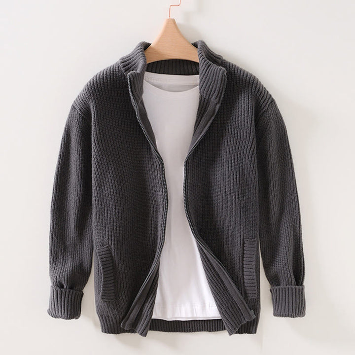 Chaqueta de punto con cremallera de color liso de invierno Buddha Stones para hombre, de algodón, de manga larga y con bolsillos - Gris pizarra - US/UK/AU40, EU50 (2XL) - image 6