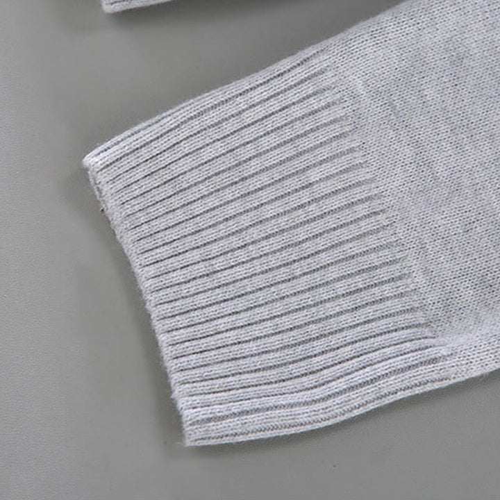 Suéter de algodón puro de manga larga con cuello alto y dobladillo liso acanalado con Buddha Stones para hombre - image 10