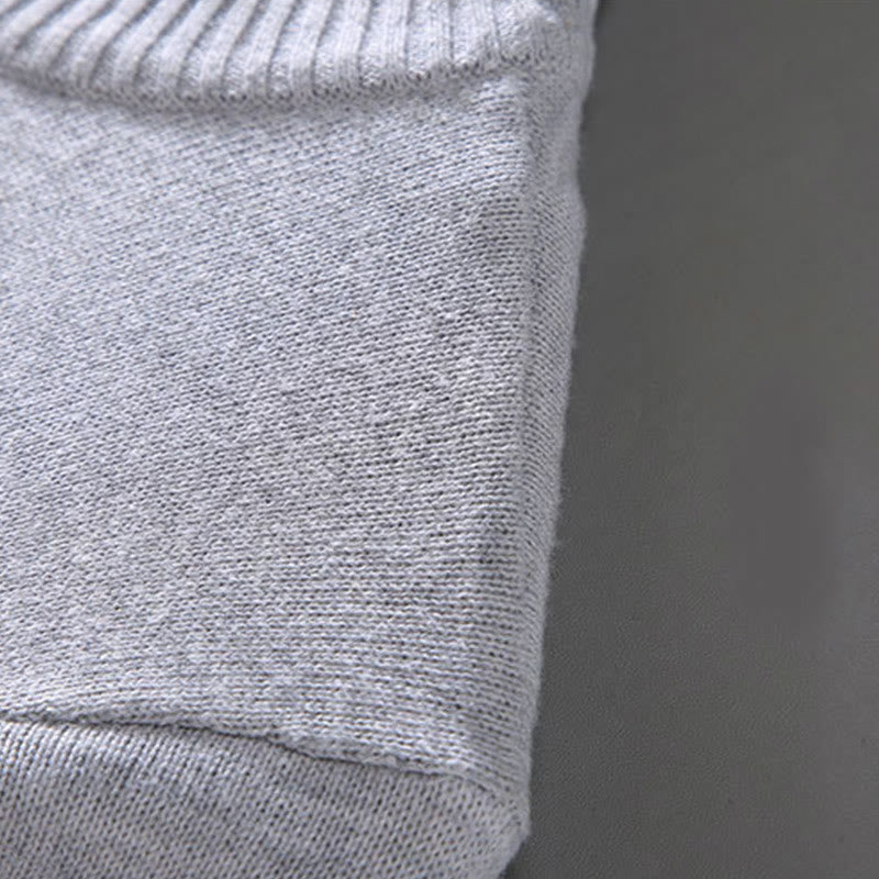 Suéter de algodón puro de manga larga con cuello alto y dobladillo liso acanalado con Buddha Stones para hombre - image 6