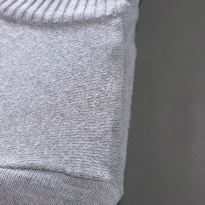 Suéter de algodón puro de manga larga con cuello alto y dobladillo liso acanalado con Buddha Stones para hombre - image 6