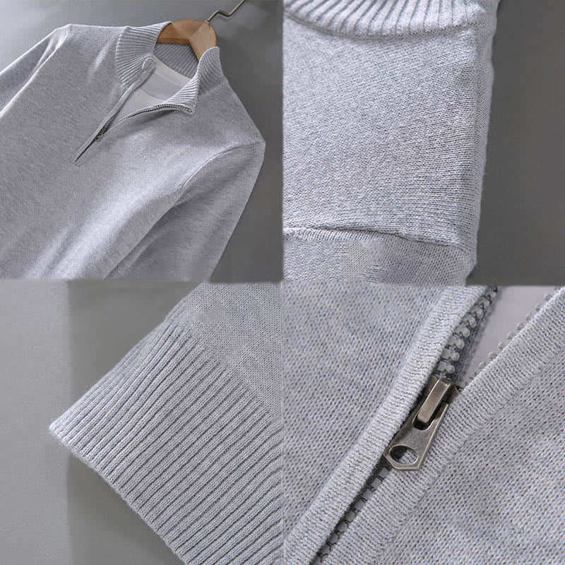 Suéter de algodón puro de manga larga con cuello alto y dobladillo liso acanalado con Buddha Stones para hombre - image 13