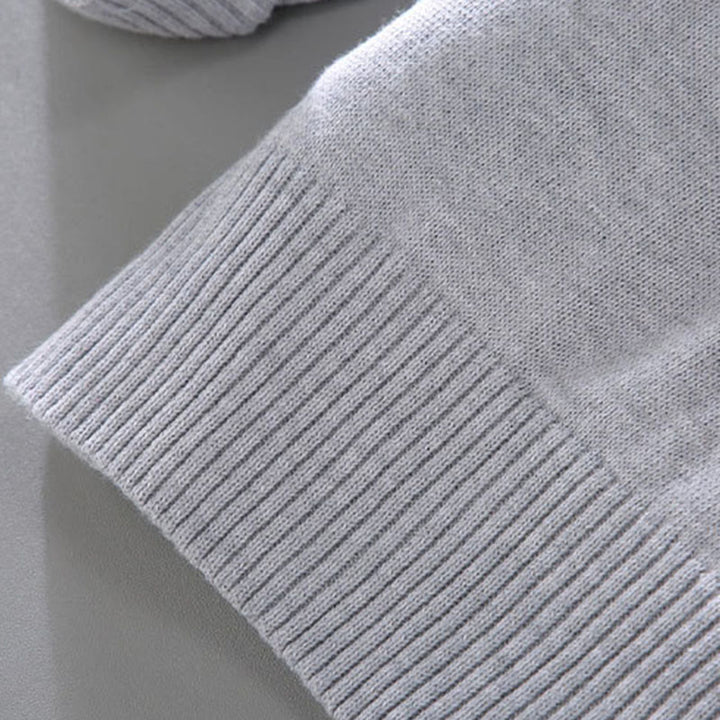 Suéter de algodón puro de manga larga con cuello alto y dobladillo liso acanalado con Buddha Stones para hombre - image 11