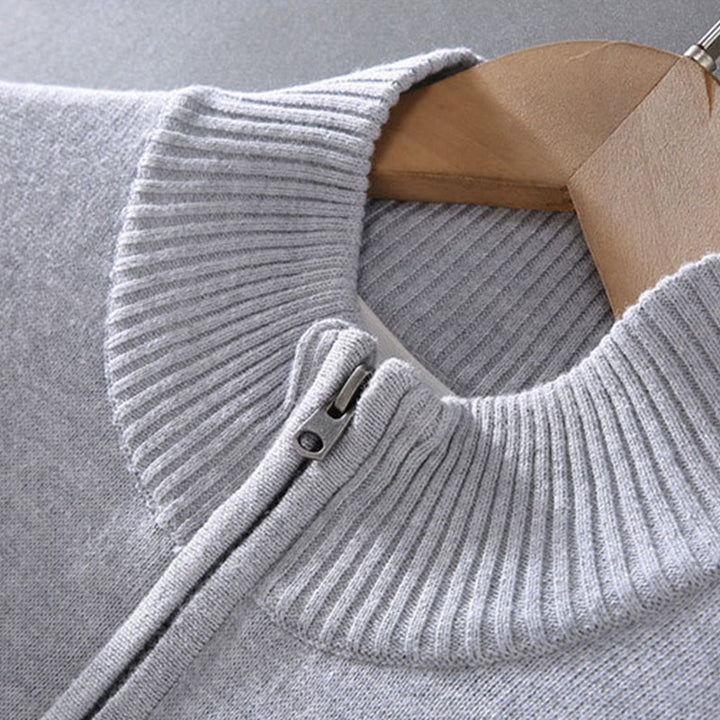 Suéter de algodón puro de manga larga con cuello alto y dobladillo liso acanalado con Buddha Stones para hombre - image 5