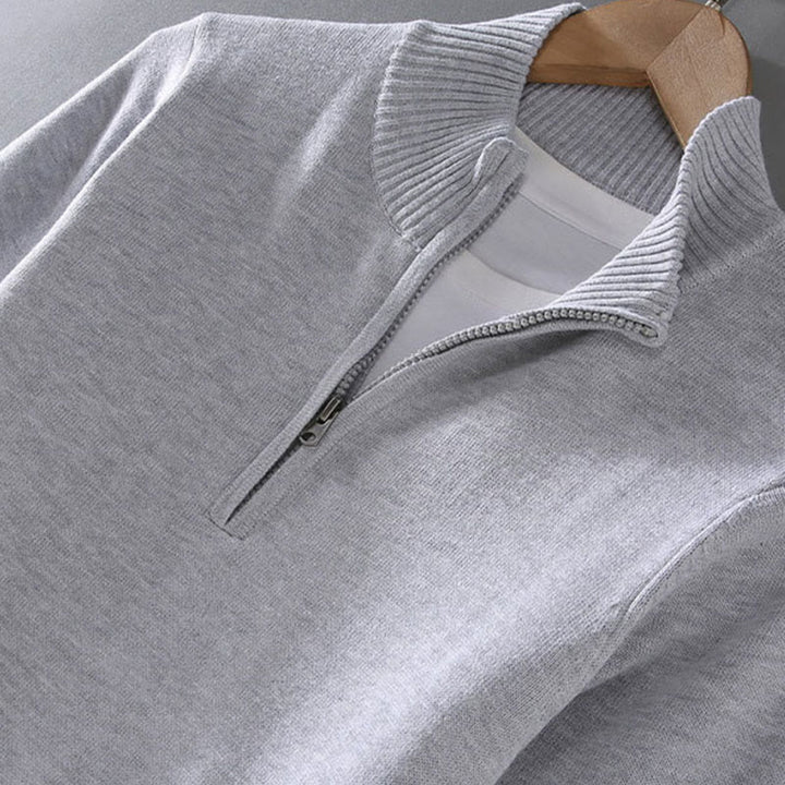 Suéter de algodón puro de manga larga con cuello alto y dobladillo liso acanalado con Buddha Stones para hombre - image 4