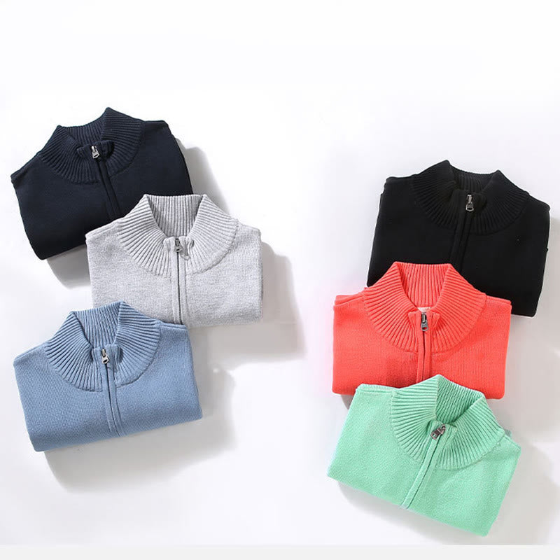 Suéter de algodón puro de manga larga con cuello alto y dobladillo liso acanalado con Buddha Stones para hombre - image 18