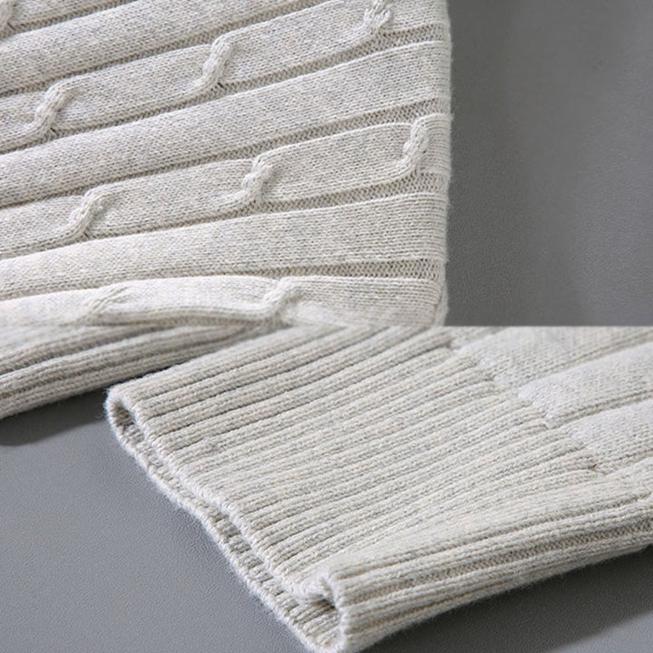 Suéter de algodón puro de manga larga y cuello redondo para hombre con diseño de punto trenzado Buddha Stones - image 9