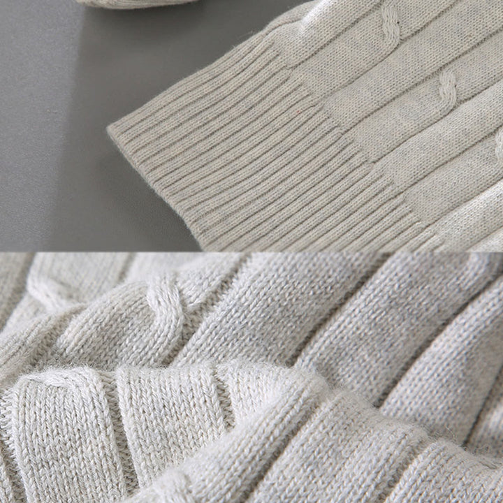 Suéter de algodón puro de manga larga y cuello redondo para hombre con diseño de punto trenzado Buddha Stones - image 10