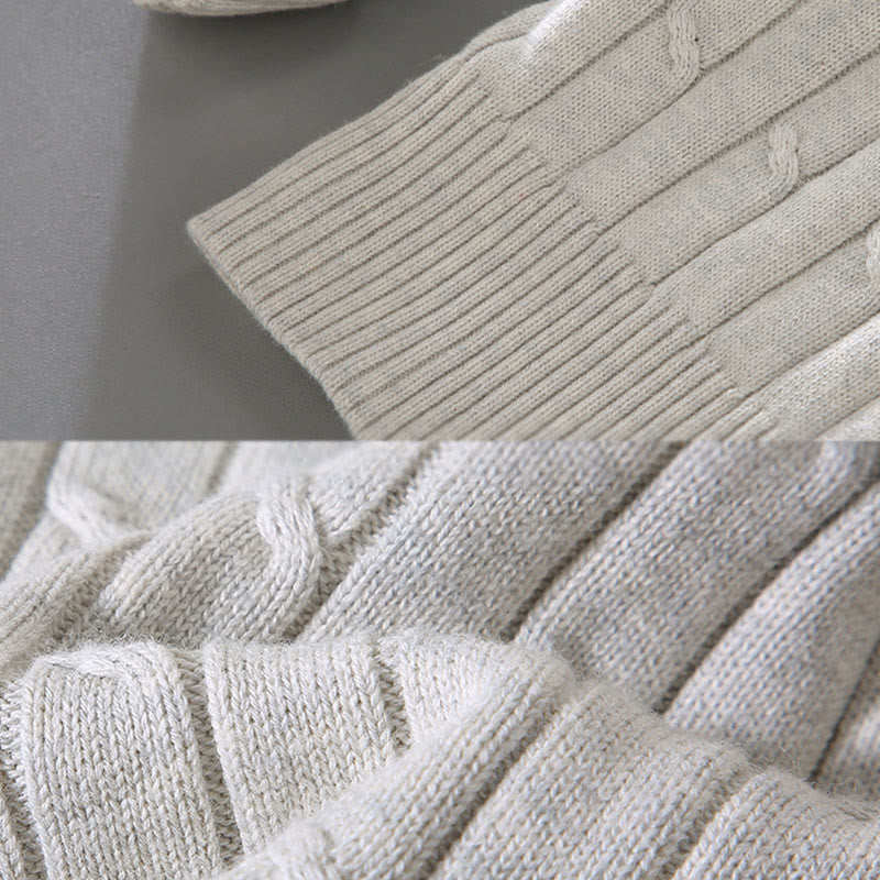 Suéter de algodón puro de manga larga y cuello redondo para hombre con diseño de punto trenzado Buddha Stones - image 10