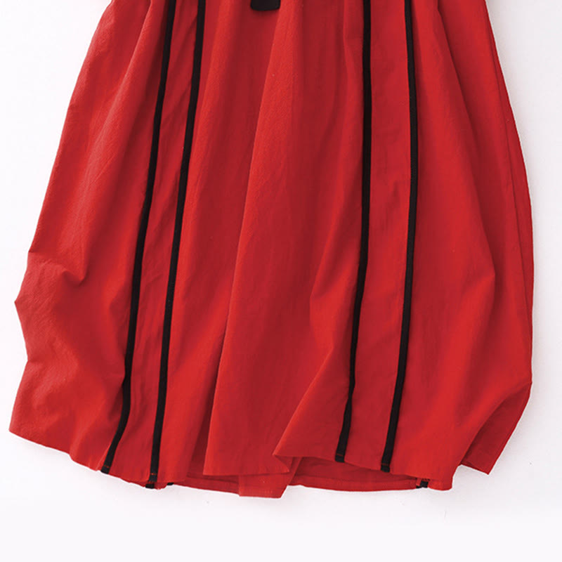 Vestido midi de manga larga con diseño de bloques de color y cordones para mujer con bolsillos y estampado de Buddha Stones - image 9