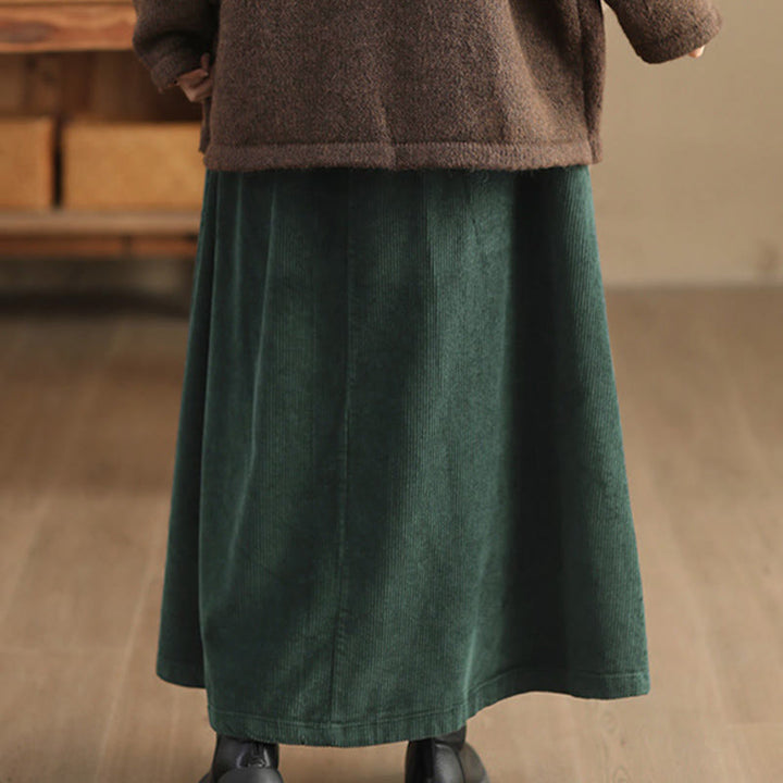 Falda de pana lisa Buddha Stones para mujer, de largo 7-8, con bolsillos - image 2