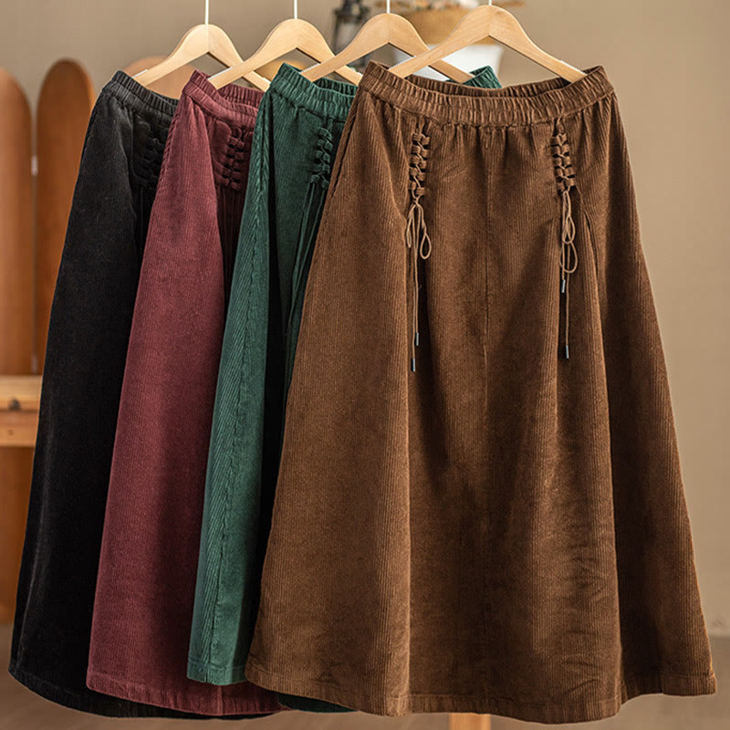 Falda de pana lisa Buddha Stones para mujer, de largo 7-8, con bolsillos - image 14