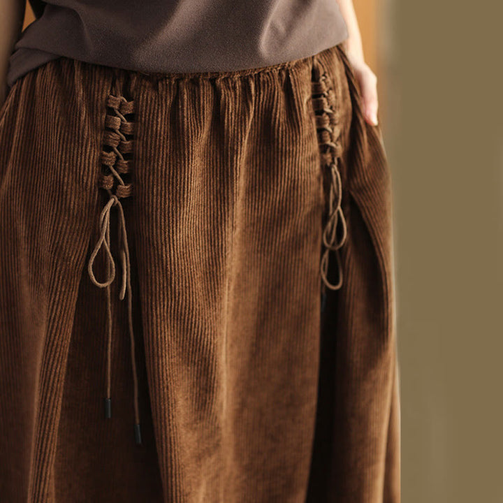 Falda de pana lisa Buddha Stones para mujer, de largo 7-8, con bolsillos - image 12