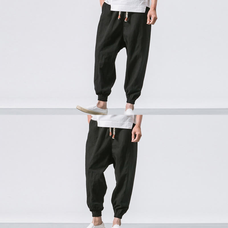 Pantalones bombachos de algodón con cordón ajustable y bolsillos para hombre de Buddha Stones. - image 19