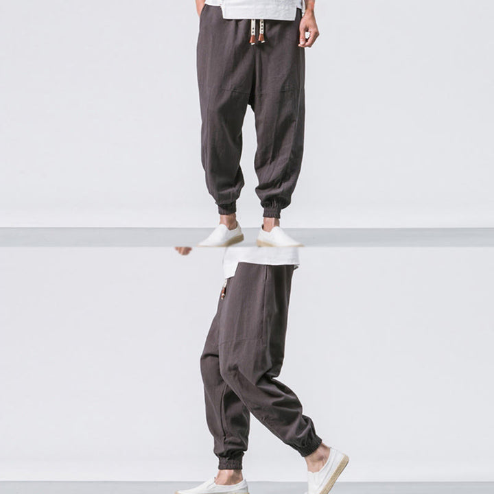 Pantalones bombachos de algodón con cordón ajustable y bolsillos para hombre de Buddha Stones. - image 2