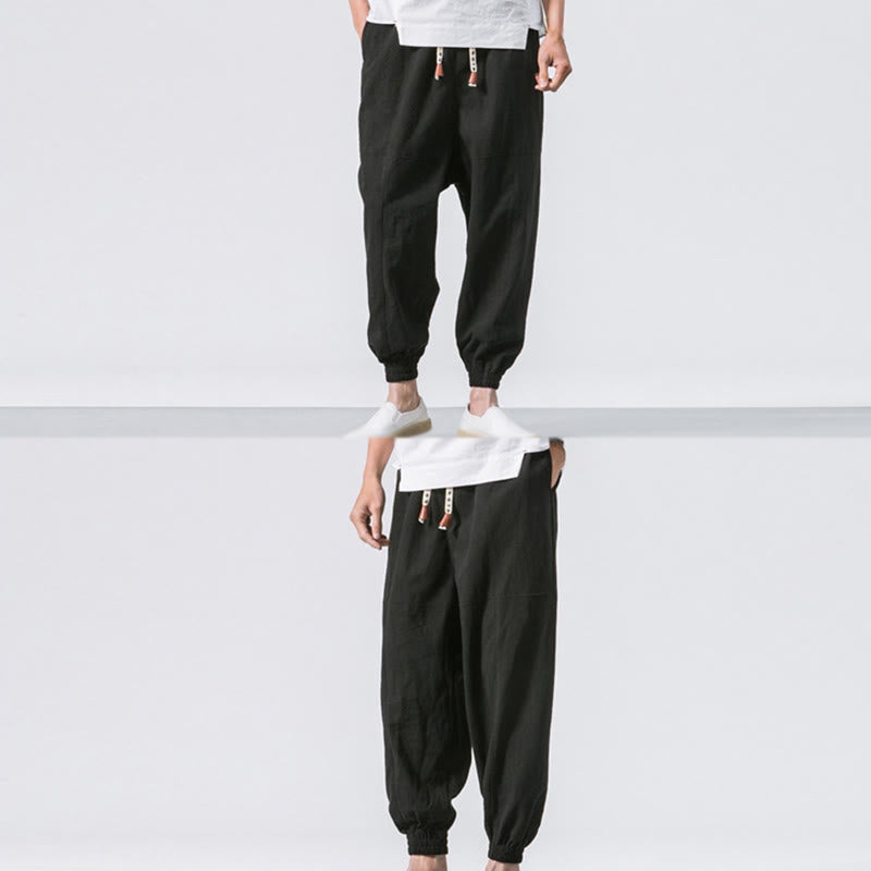 Pantalones bombachos de algodón con cordón ajustable y bolsillos para hombre de Buddha Stones. - image 21