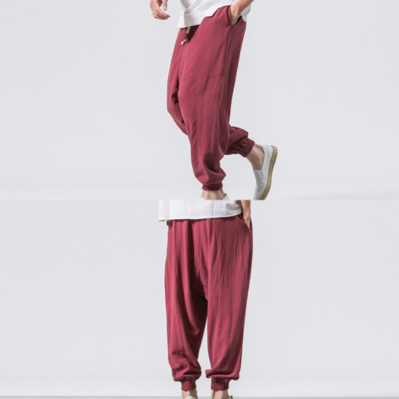 Pantalones bombachos de algodón con cordón ajustable y bolsillos para hombre de Buddha Stones. - image 12