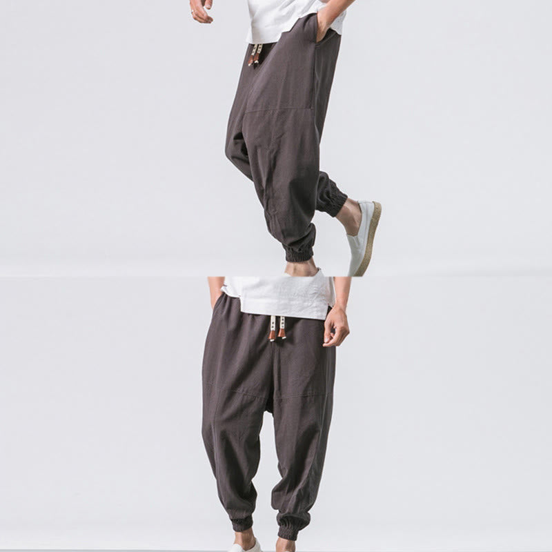 Pantalones bombachos de algodón con cordón ajustable y bolsillos para hombre de Buddha Stones. - image 6