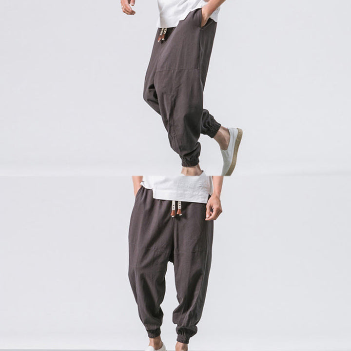 Pantalones bombachos de algodón con cordón ajustable y bolsillos para hombre de Buddha Stones. - image 6