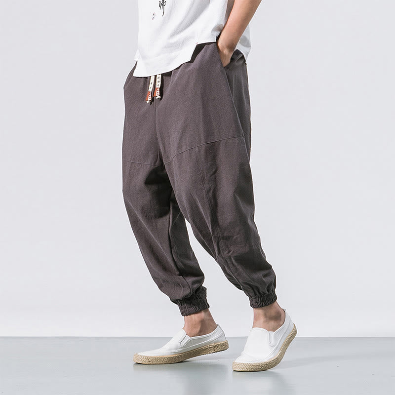Pantalones bombachos de algodón con cordón ajustable y bolsillos para hombre de Buddha Stones. - Gris pizarra - US/UK/AU46, EU56 (5XL) - image 0