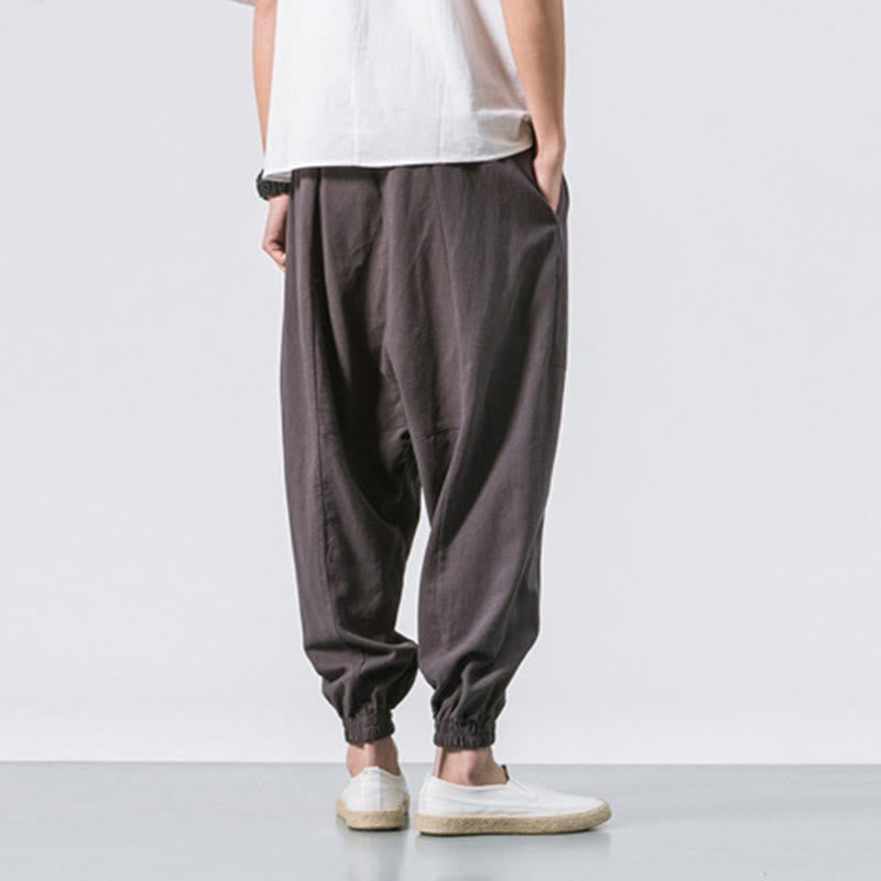 Pantalones bombachos de algodón con cordón ajustable y bolsillos para hombre de Buddha Stones. - image 1