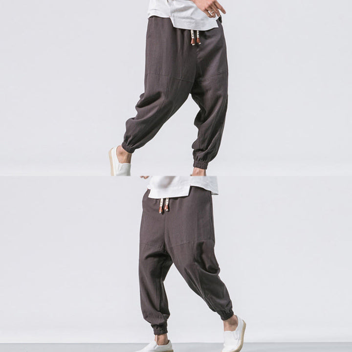 Pantalones bombachos de algodón con cordón ajustable y bolsillos para hombre de Buddha Stones. - image 3