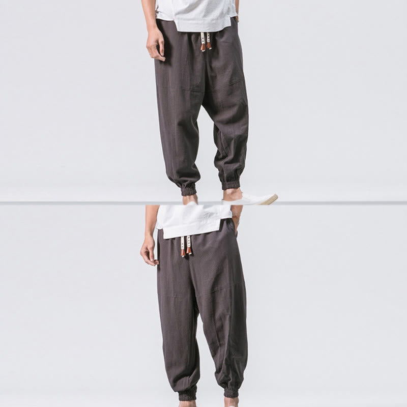 Pantalones bombachos de algodón con cordón ajustable y bolsillos para hombre de Buddha Stones. - image 4