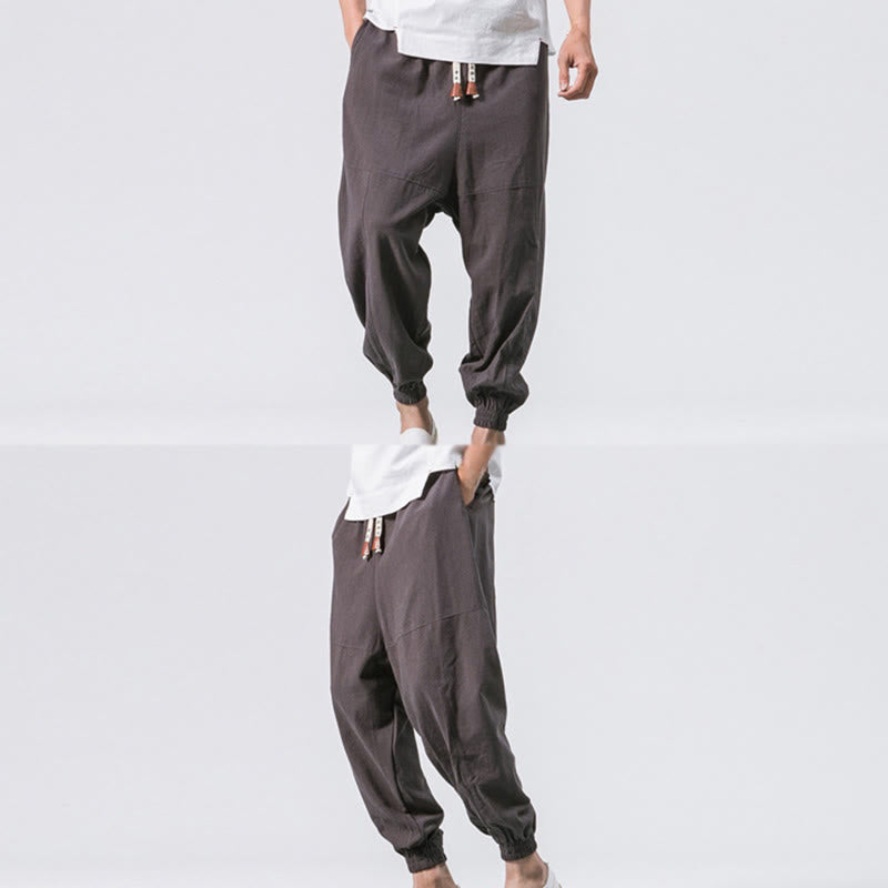 Pantalones bombachos de algodón con cordón ajustable y bolsillos para hombre de Buddha Stones. - image 5