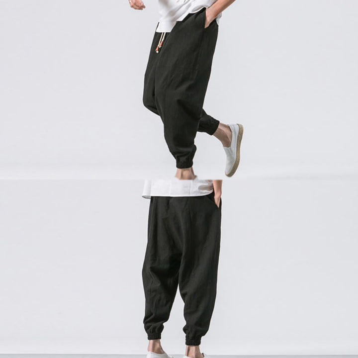 Pantalones bombachos de algodón con cordón ajustable y bolsillos para hombre de Buddha Stones. - image 20