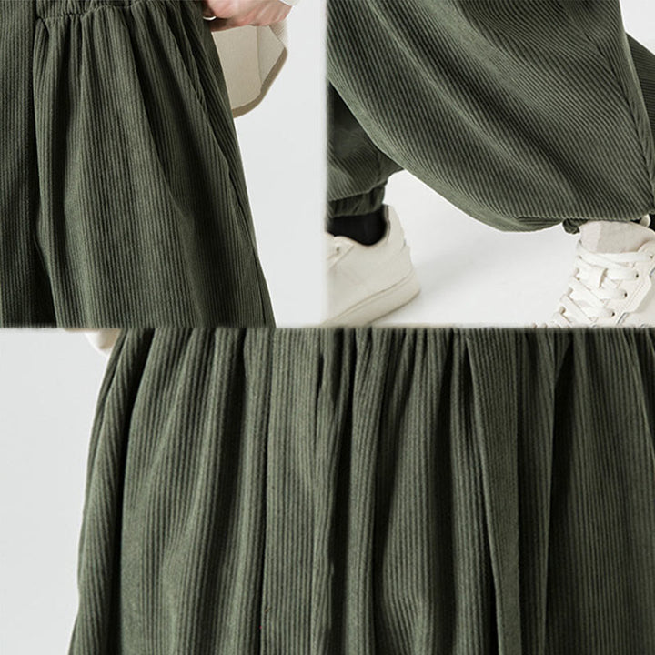 Pantalones harén de pana de algodón puro con bolsillos para hombre, de color liso, de Buddha Stones, para invierno - image 8