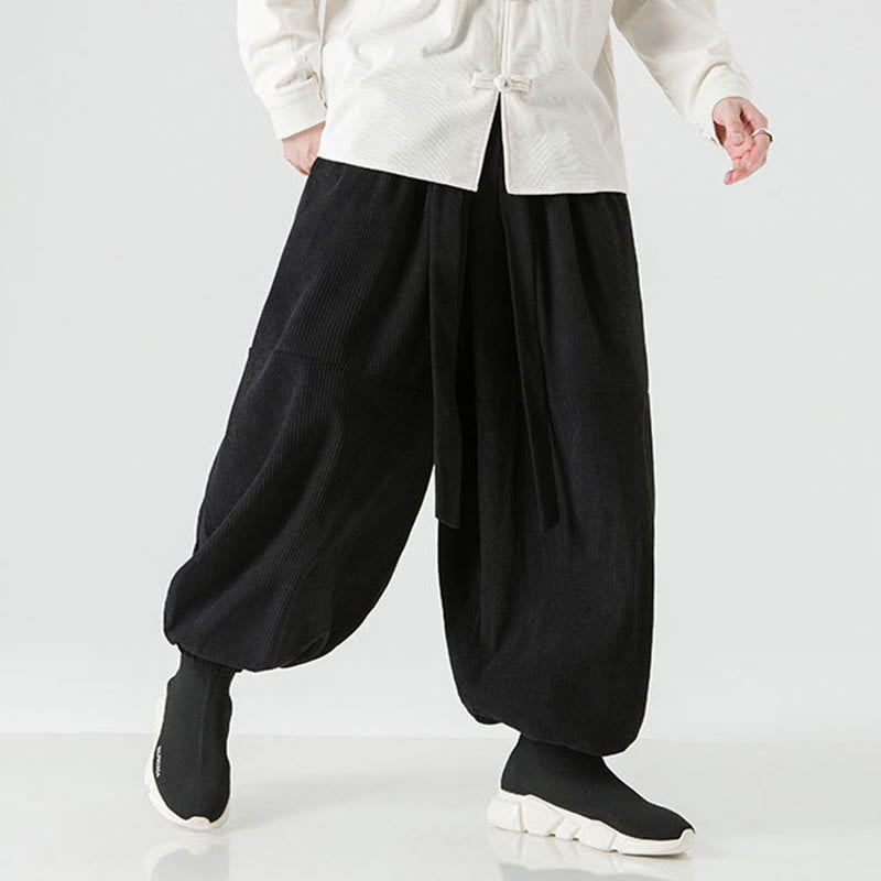 Pantalones harén de pana de algodón puro con bolsillos para hombre, de color liso, de Buddha Stones, para invierno - image 11