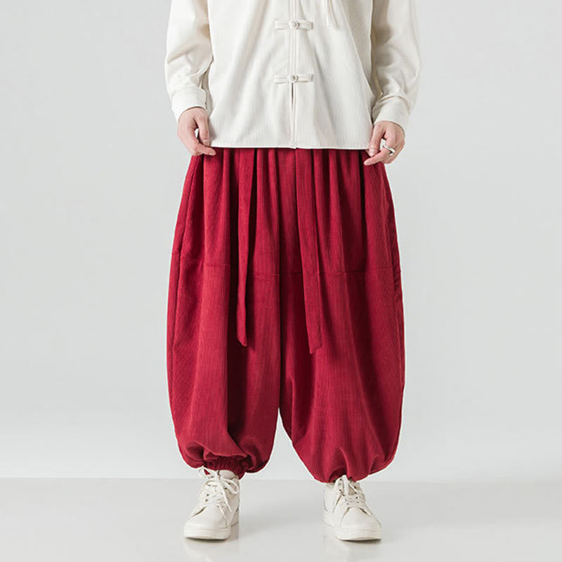 Pantalones harén de pana de algodón puro con bolsillos para hombre, de color liso, de Buddha Stones, para invierno - image 30