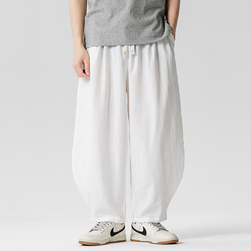 Pantalones tobilleros de algodón con cordón y bolsillos para hombre , de Buddha Stones, de verano, en color puro - image 13