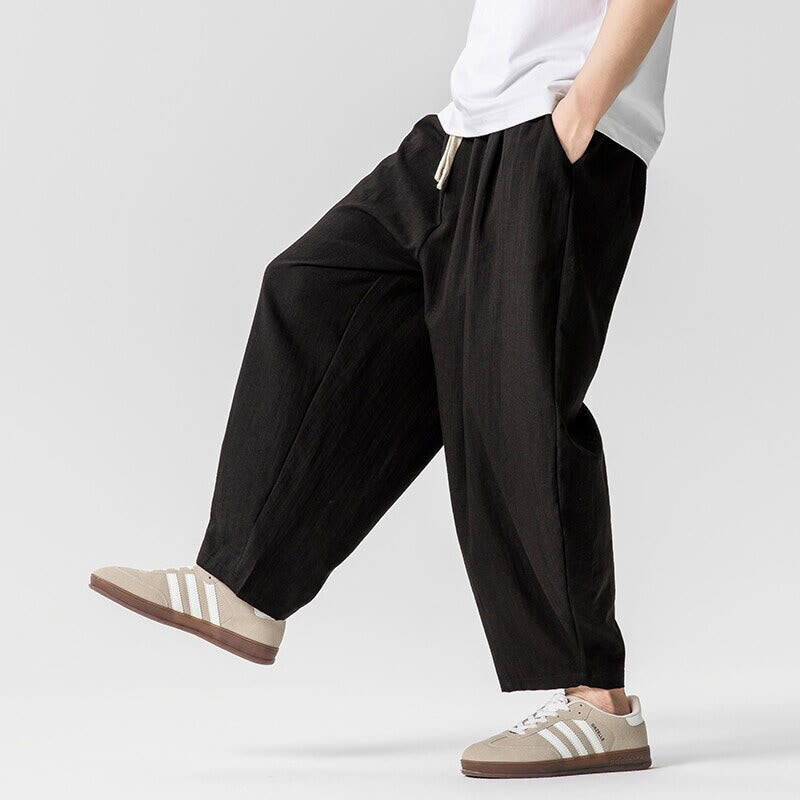 Pantalones tobilleros de algodón con cordón y bolsillos para hombre , de Buddha Stones, de verano, en color puro - image 40
