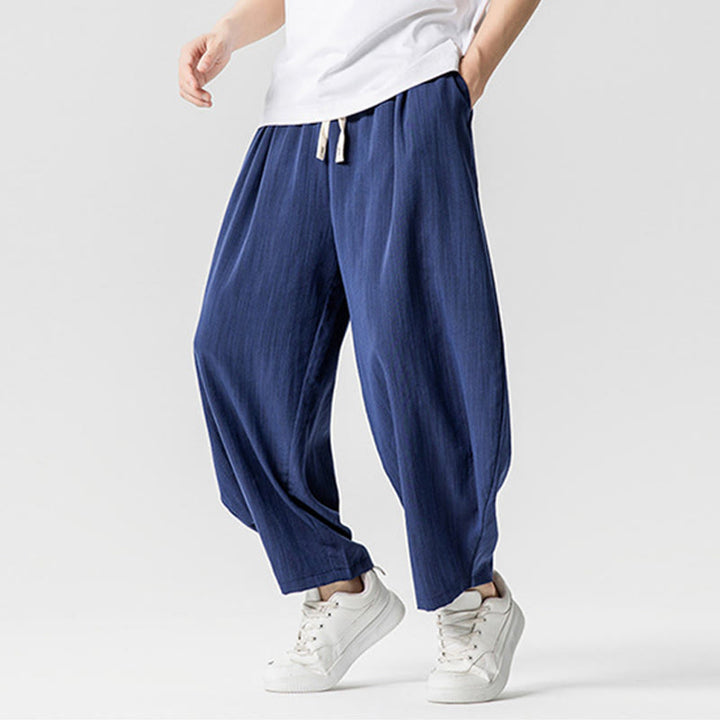Pantalones tobilleros de algodón con cordón y bolsillos para hombre , de Buddha Stones, de verano, en color puro - image 5