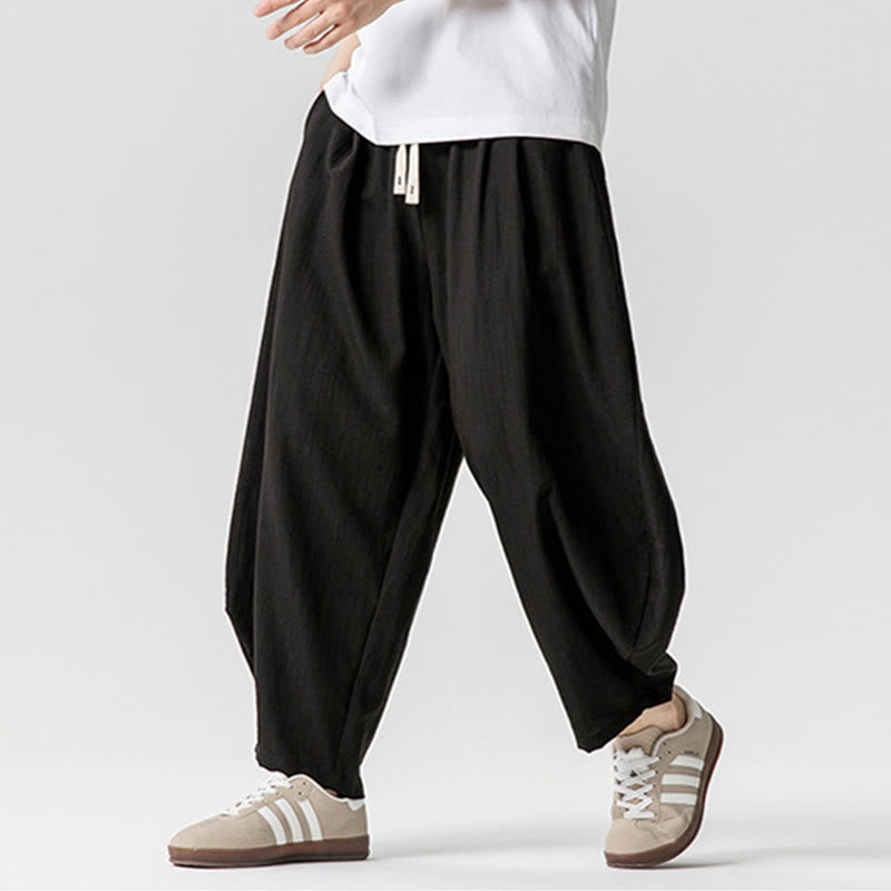 Pantalones tobilleros de algodón con cordón y bolsillos para hombre , de Buddha Stones, de verano, en color puro - image 35