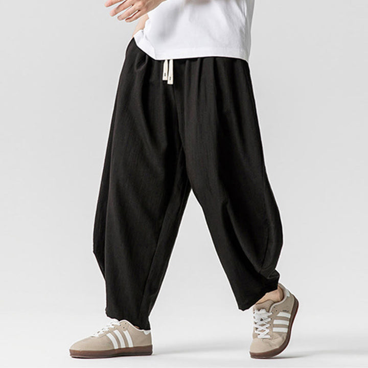 Pantalones tobilleros de algodón con cordón y bolsillos para hombre , de Buddha Stones, de verano, en color puro - image 35