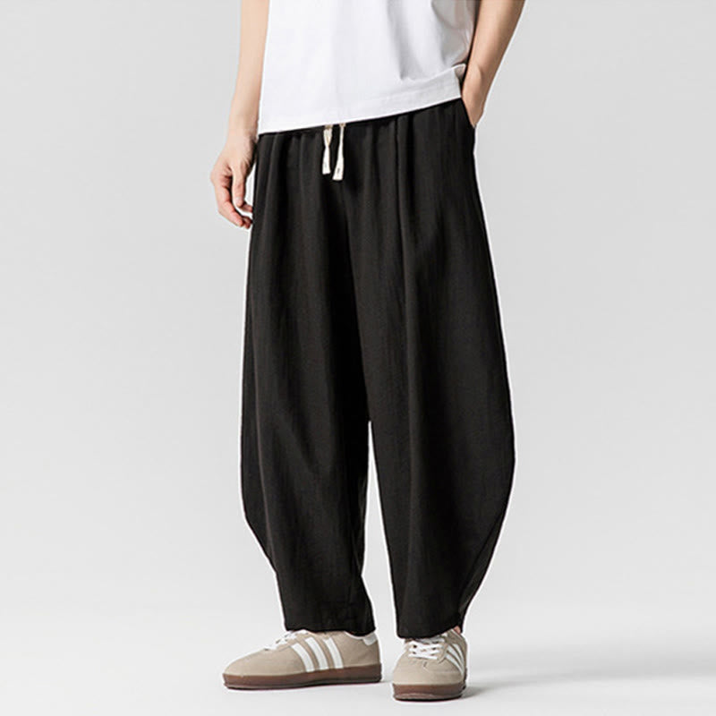 Pantalones tobilleros de algodón con cordón y bolsillos para hombre , de Buddha Stones, de verano, en color puro - image 38